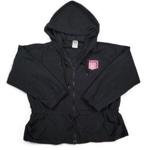 Obex Sport Womens S Full Zip Waist Drawstring Windbreaker Jacket VTG USA